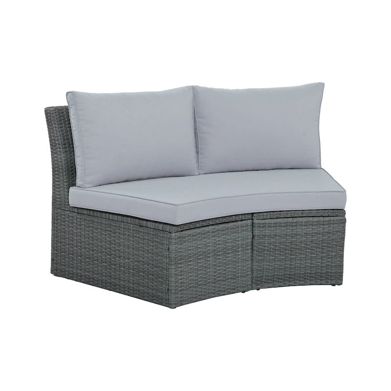 10-Piece Outdoor Rattan Modular Sectional Sofa Set with Coffee Table, Storage Box, Side Tables
