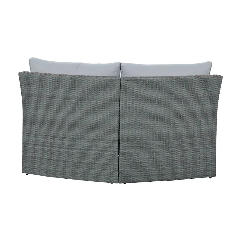 10-Piece Outdoor Rattan Modular Sectional Sofa Set with Coffee Table, Storage Box, Side Tables