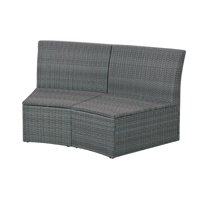 10-Piece Outdoor Rattan Modular Sectional Sofa Set with Coffee Table, Storage Box, Side Tables