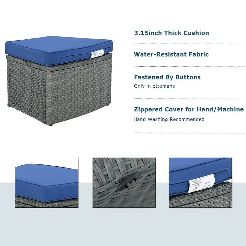 10-Piece Outdoor Rattan Modular Sectional Sofa Set with Coffee Table, Storage Box, Side Tables