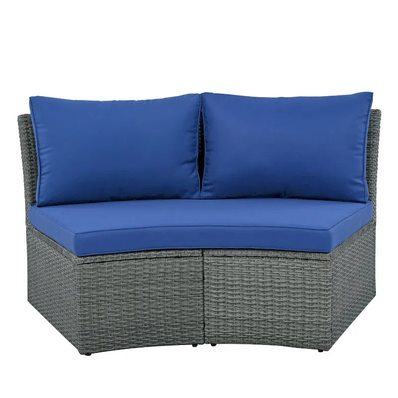 10-Piece Outdoor Rattan Modular Sectional Sofa Set with Coffee Table, Storage Box, Side Tables