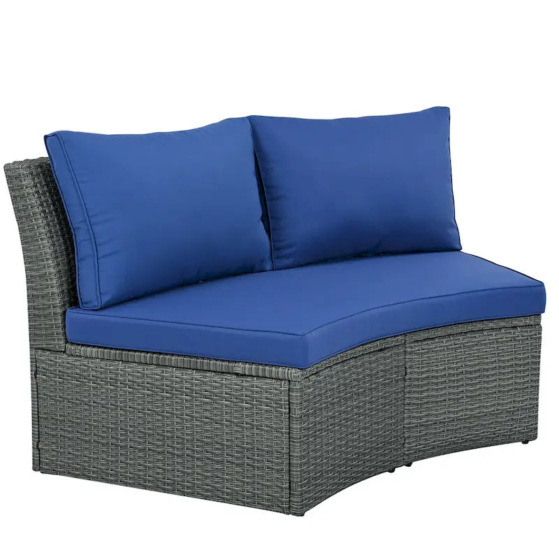 10-Piece Outdoor Rattan Modular Sectional Sofa Set with Coffee Table, Storage Box, Side Tables