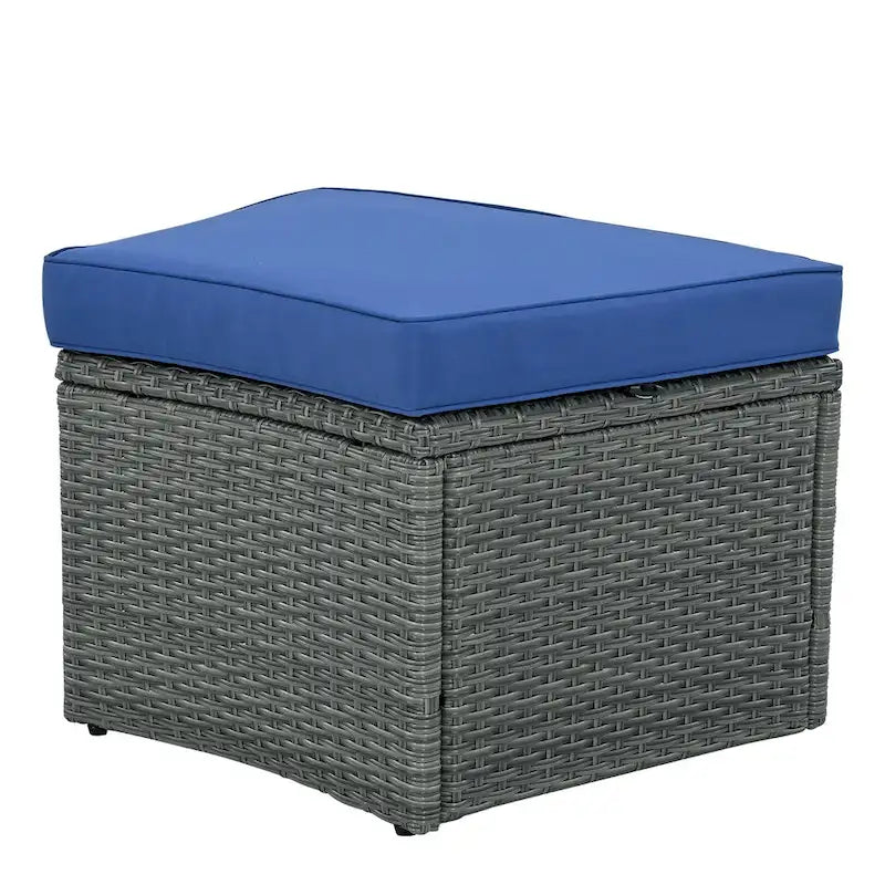 10-Piece Outdoor Rattan Modular Sectional Sofa Set with Coffee Table, Storage Box, Side Tables