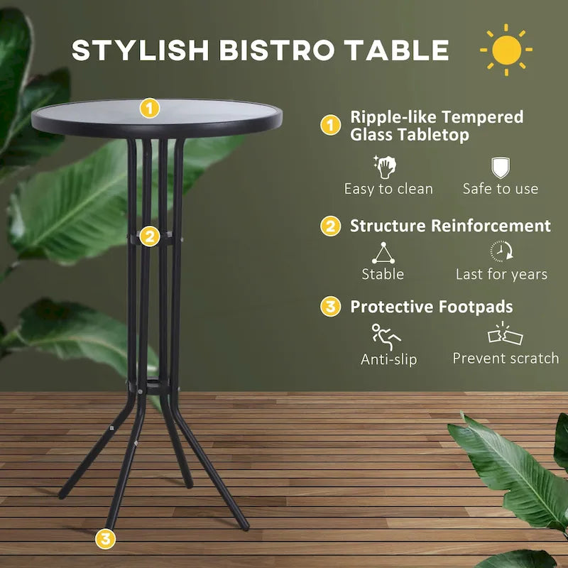 3 Piece Bar Height Outdoor Bistro Set for 2
