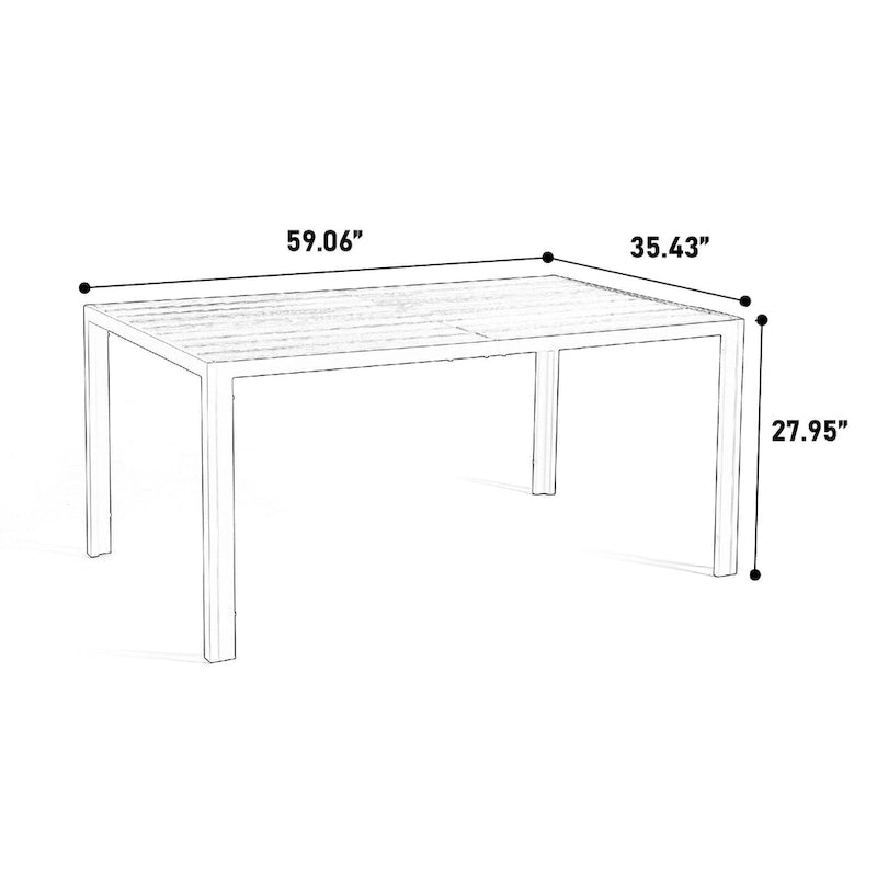 7 Pieces Patio Dining Set, Rectangular Dining Table and 6 Stackable Chairs, Outdoor Courtyard Conversation Casual Set