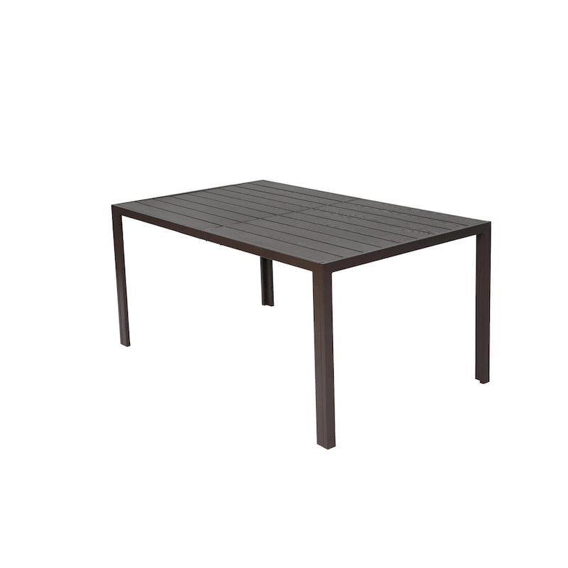7 Pieces Patio Dining Set, Rectangular Dining Table and 6 Stackable Chairs, Outdoor Courtyard Conversation Casual Set