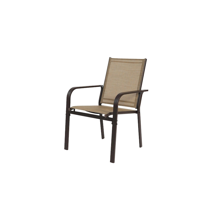 7 Pieces Patio Dining Set, Rectangular Dining Table and 6 Stackable Chairs, Outdoor Courtyard Conversation Casual Set