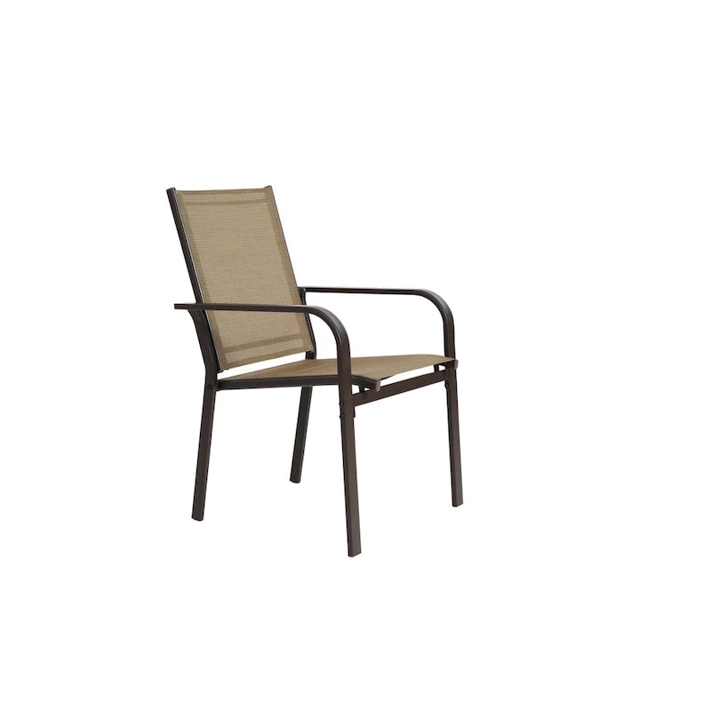 7 Pieces Patio Dining Set, Rectangular Dining Table and 6 Stackable Chairs, Outdoor Courtyard Conversation Casual Set