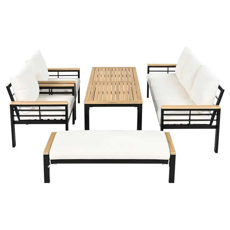 5-Piece Patio Furniture Set - Outdoor Conversation Group with 3-Seat Sofa & Cushions, Perfect for Backyard, Poolside or Garden