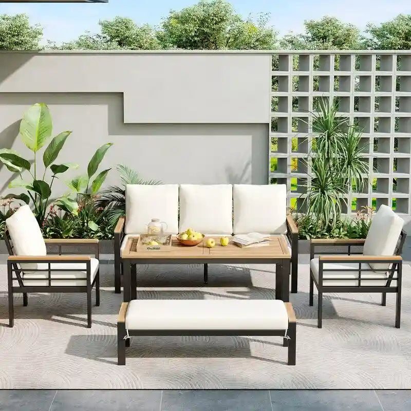 5-Piece Patio Furniture Set - Outdoor Conversation Group with 3-Seat Sofa & Cushions, Perfect for Backyard, Poolside or Garden