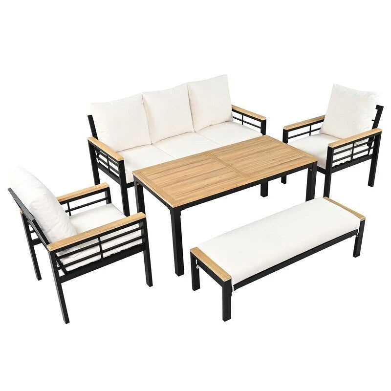 5-Piece Patio Furniture Set - Outdoor Conversation Group with 3-Seat Sofa & Cushions, Perfect for Backyard, Poolside or Garden