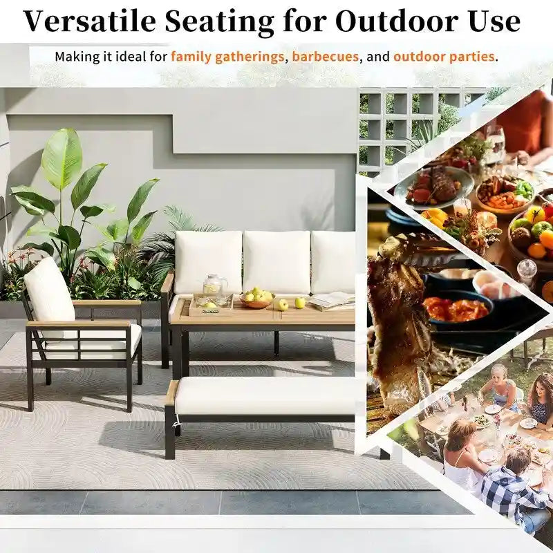 5-Piece Patio Furniture Set - Outdoor Conversation Group with 3-Seat Sofa & Cushions, Perfect for Backyard, Poolside or Garden