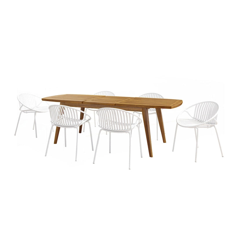 7 Pieces Outdoor Modern Expandable Dining Set