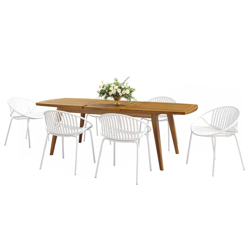 7 Pieces Outdoor Modern Expandable Dining Set