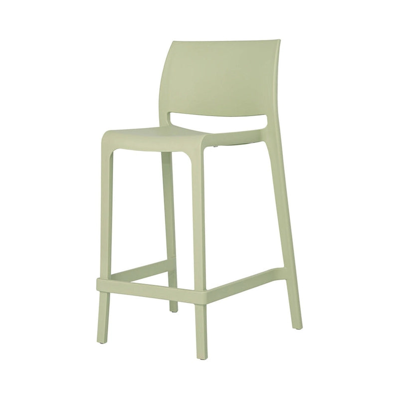 HomeRoots Set of Four 26  Green Heavy Duty Plastic Low Back Outdoor Counter Height Bar Chairs