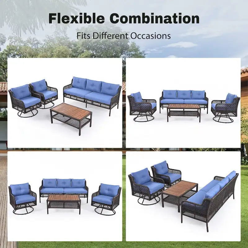 4 Pieces Patio Furniture Set with Swivel Chairs