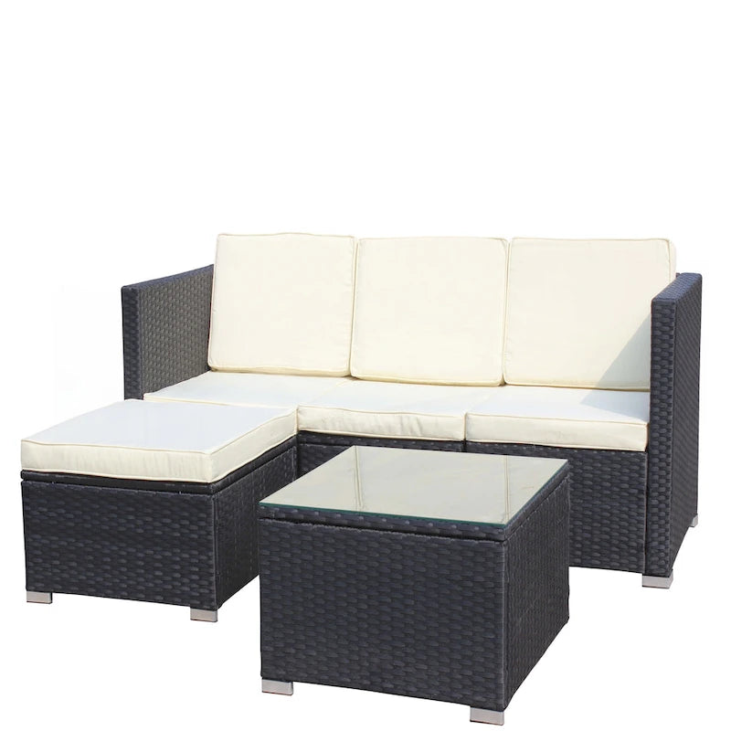 5-Piece PE Rattan Wicker Cushioned Sofa Sets