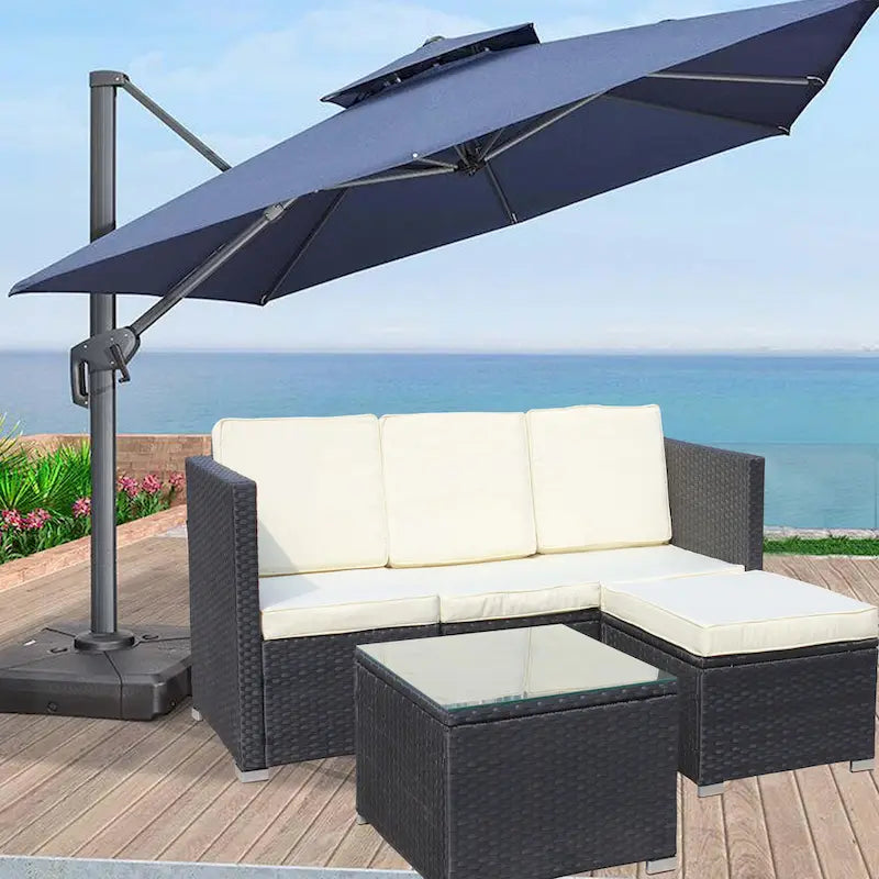 5-Piece PE Rattan Wicker Cushioned Sofa Sets