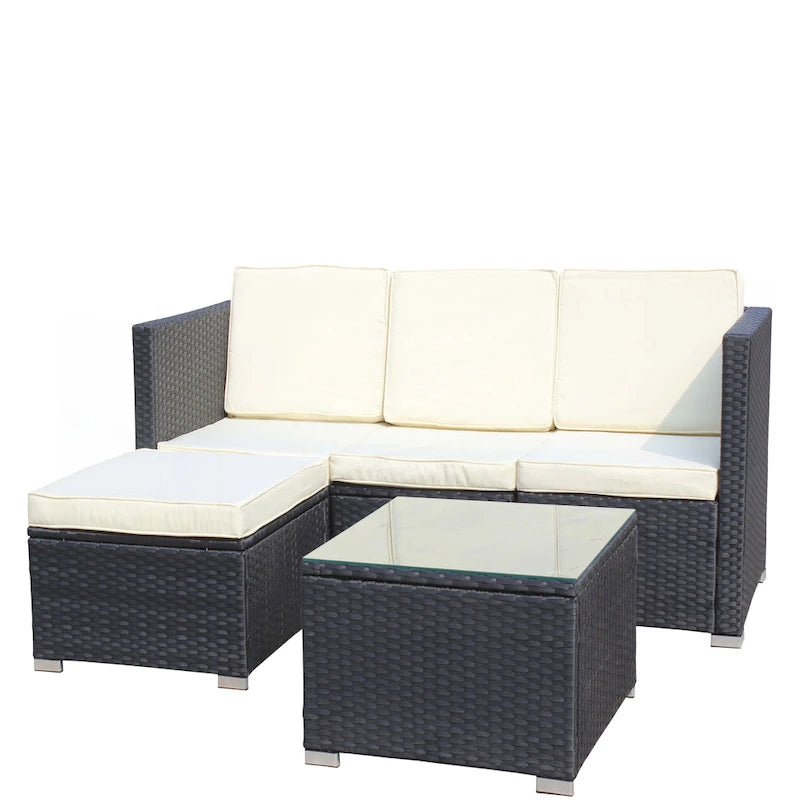 5-Piece PE Rattan Wicker Cushioned Sofa Sets