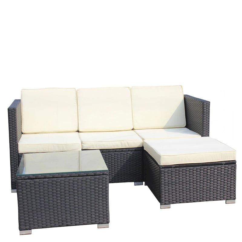 5-Piece PE Rattan Wicker Cushioned Sofa Sets