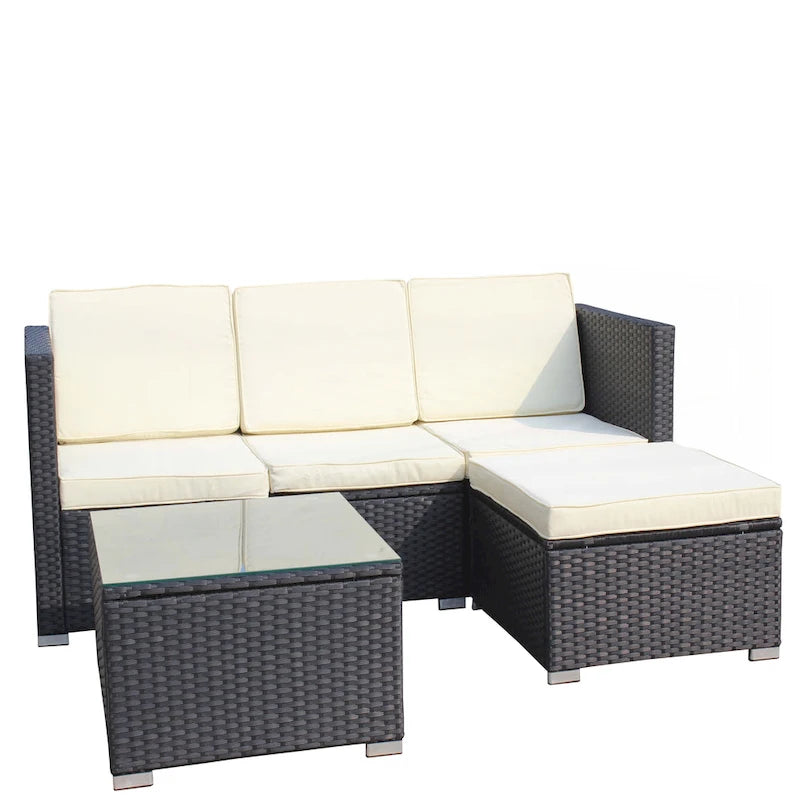 5-Piece PE Rattan Wicker Cushioned Sofa Sets