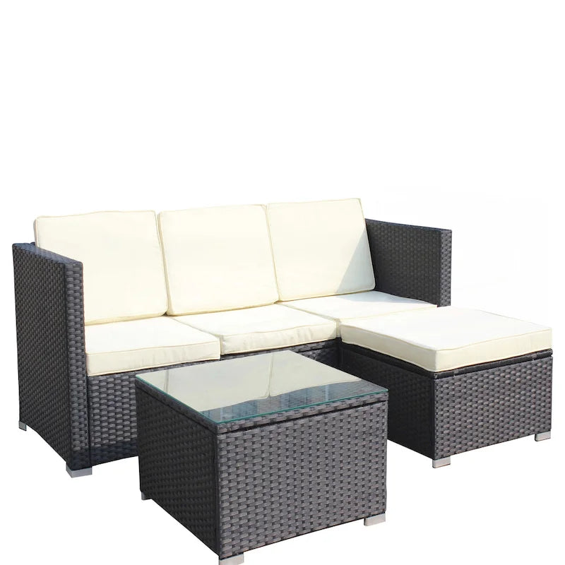 5-Piece PE Rattan Wicker Cushioned Sofa Sets
