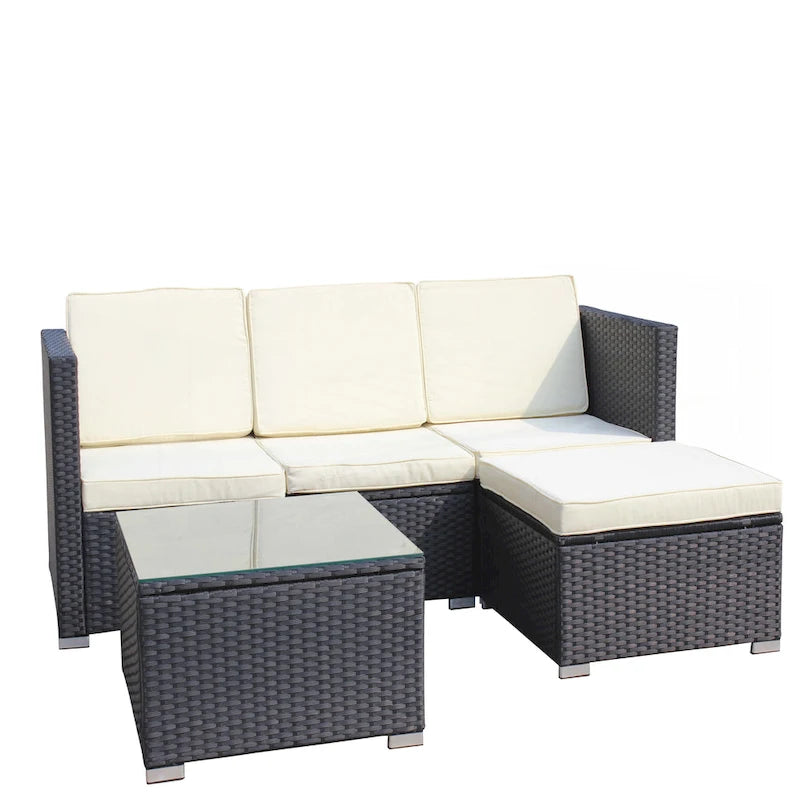 5-Piece PE Rattan Wicker Cushioned Sofa Sets