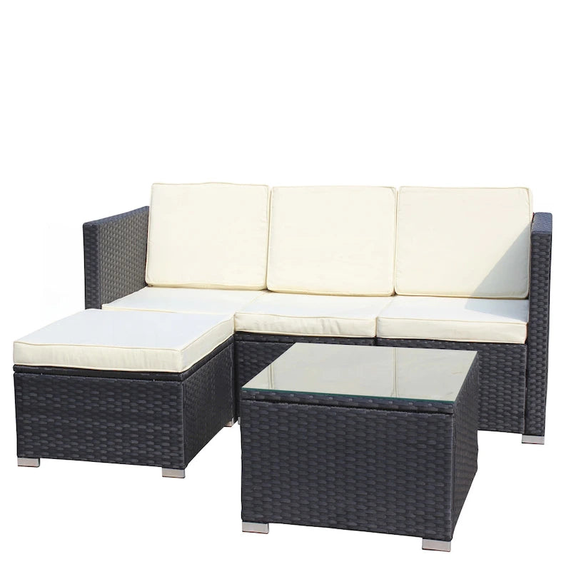 5-Piece PE Rattan Wicker Cushioned Sofa Sets