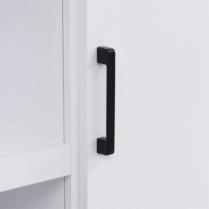 4-in-1 Hall Tree with Shoe Bench, Display Shelves and 6 Coat Hooks - Blue, White and Black