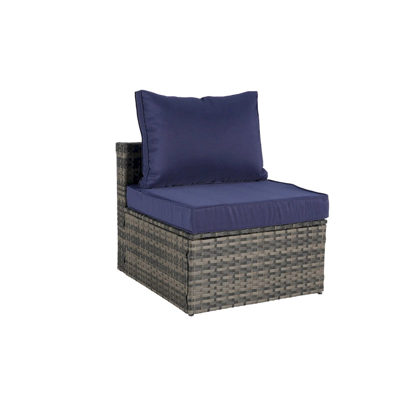8 Piece Outdoor Patio Sofa Set, Sectional L- Shaped Patio Furniture Wicker Patio Conversation Set