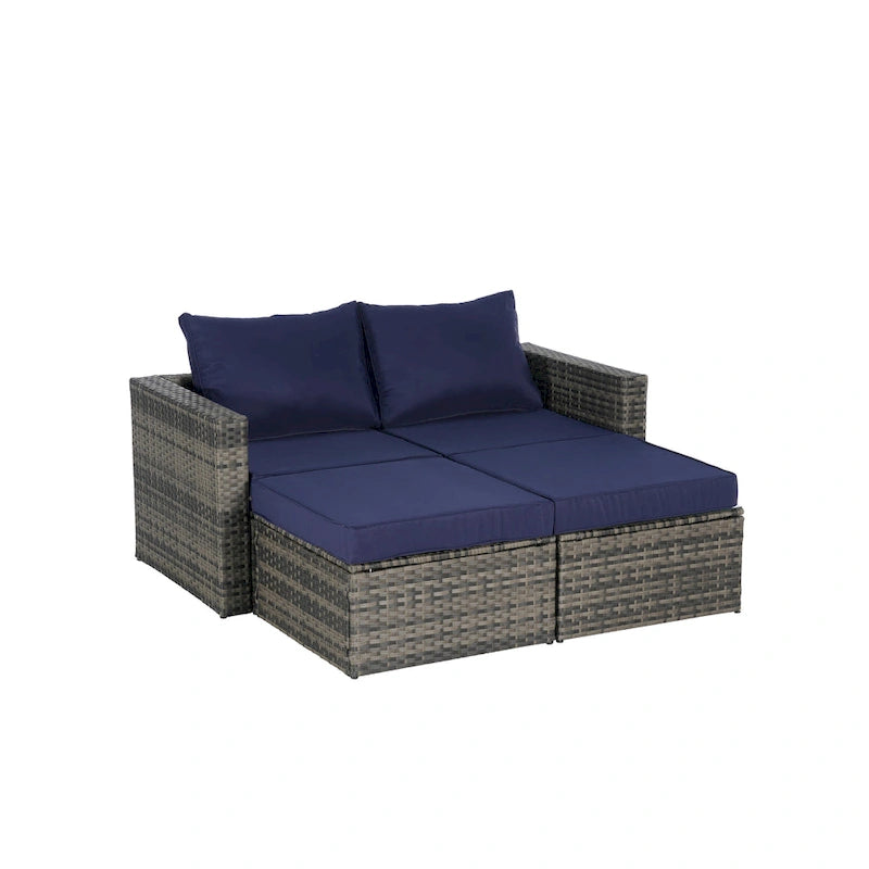 8 Piece Outdoor Patio Sofa Set, Sectional L- Shaped Patio Furniture Wicker Patio Conversation Set