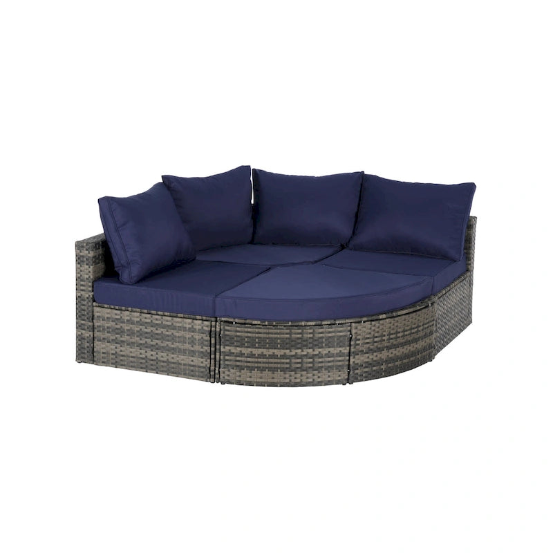 8 Piece Outdoor Patio Sofa Set, Sectional L- Shaped Patio Furniture Wicker Patio Conversation Set