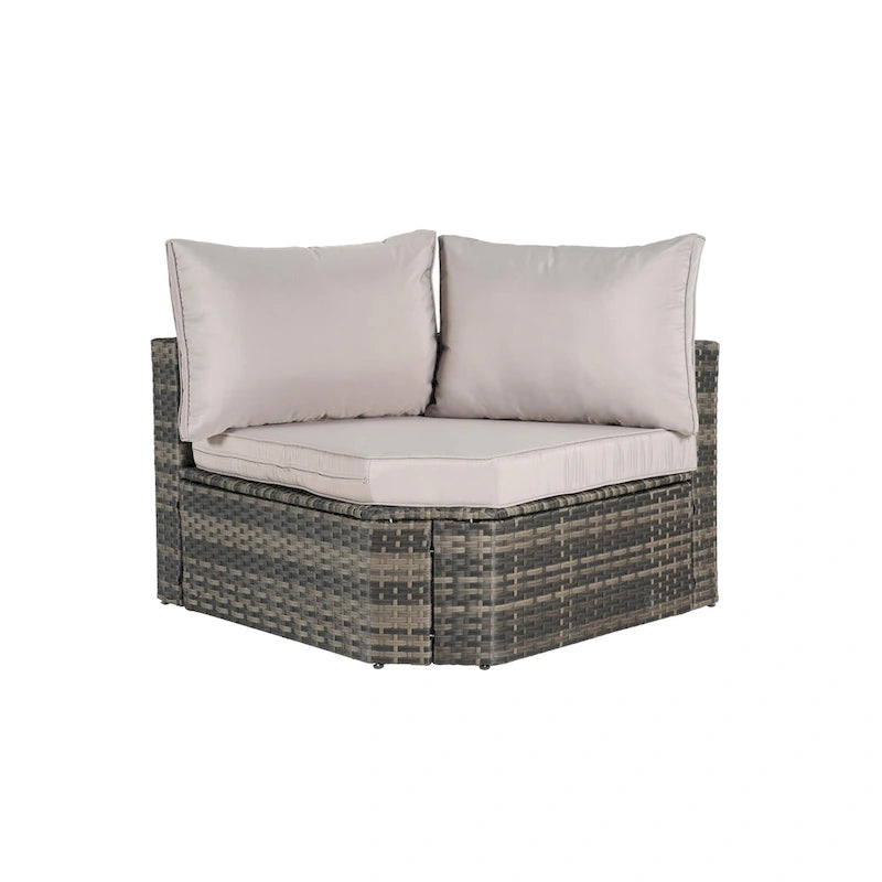 8 Piece Outdoor Patio Sofa Set, Sectional L- Shaped Patio Furniture Wicker Patio Conversation Set