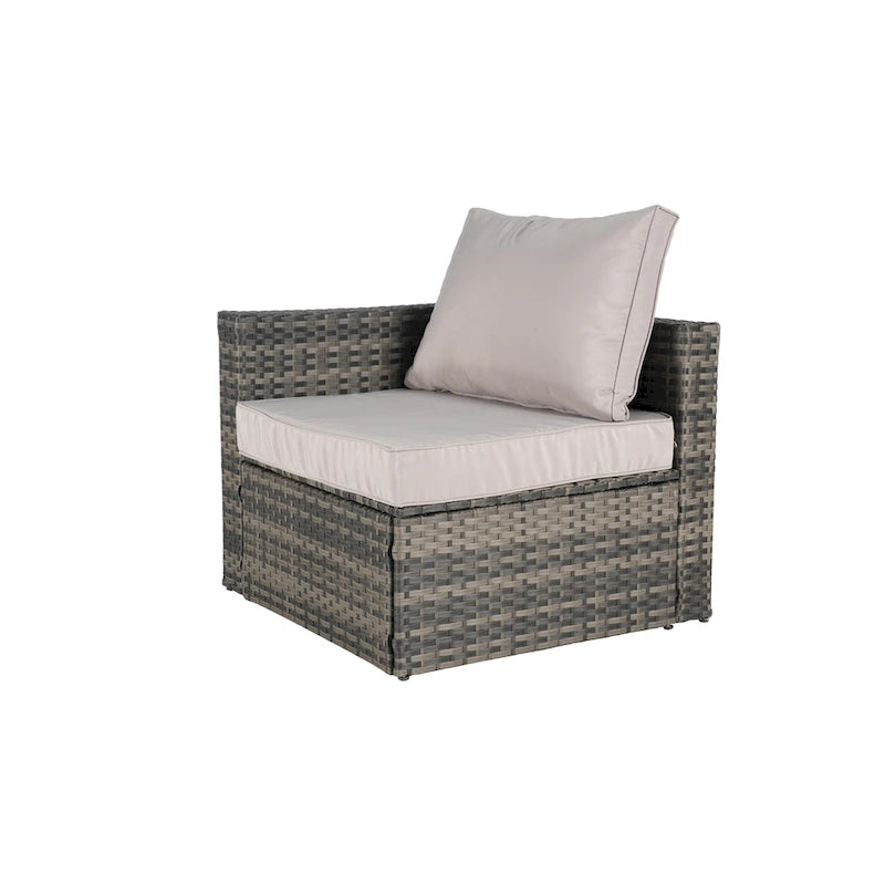 8 Piece Outdoor Patio Sofa Set, Sectional L- Shaped Patio Furniture Wicker Patio Conversation Set