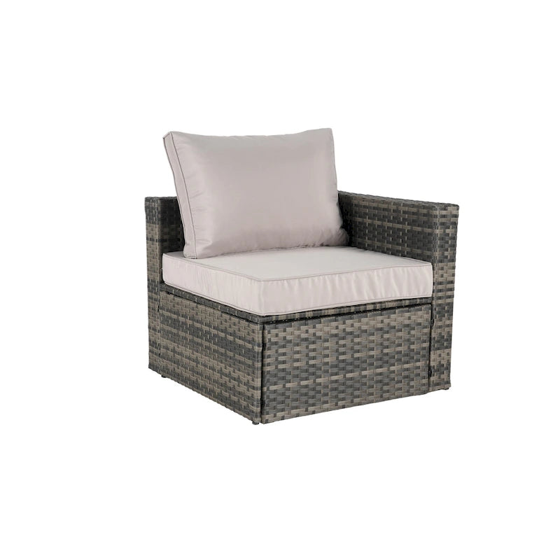 8 Piece Outdoor Patio Sofa Set, Sectional L- Shaped Patio Furniture Wicker Patio Conversation Set