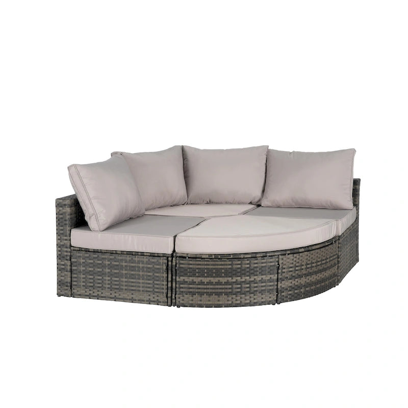 8 Piece Outdoor Patio Sofa Set, Sectional L- Shaped Patio Furniture Wicker Patio Conversation Set