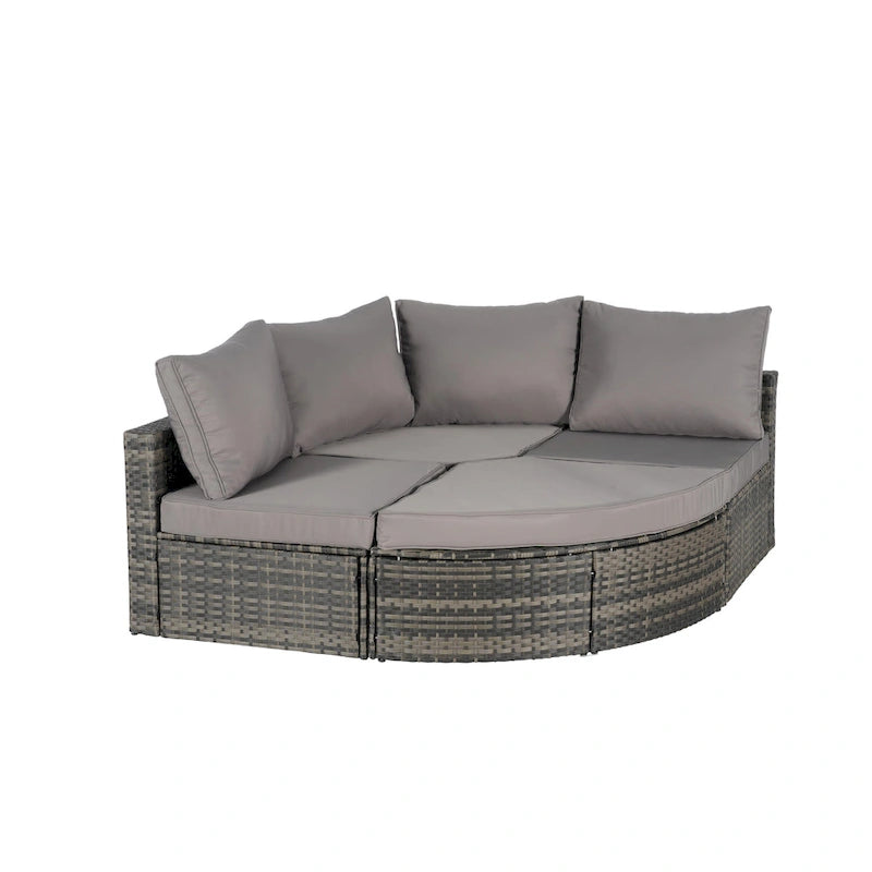 8 Piece Outdoor Patio Sofa Set, Sectional L- Shaped Patio Furniture Wicker Patio Conversation Set