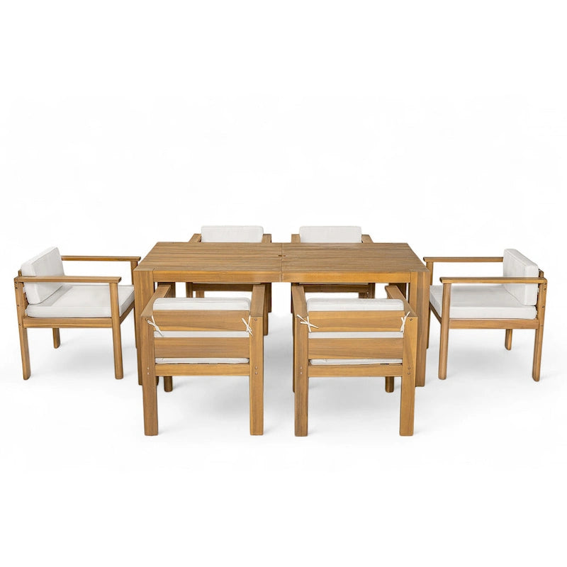 7-Piece Patio Dining Table Set for 6, Outdoor Furniture Sets with 72.8 Rectangle Table