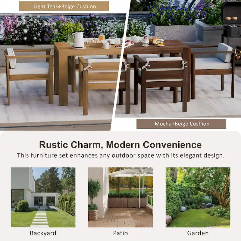 7-Piece Patio Dining Table Set for 6, Outdoor Furniture Sets with 72.8 Rectangle Table