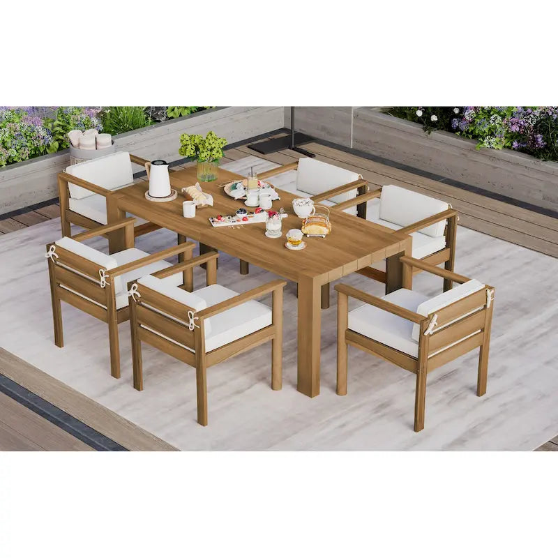 7-Piece Patio Dining Table Set for 6, Outdoor Furniture Sets with 72.8 Rectangle Table