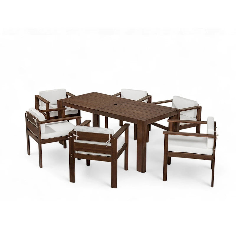 7-Piece Patio Dining Table Set for 6, Outdoor Furniture Sets with 72.8 Rectangle Table