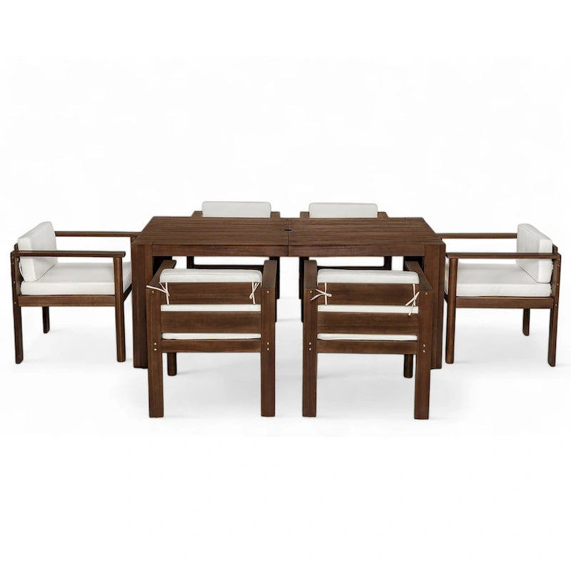 7-Piece Patio Dining Table Set for 6, Outdoor Furniture Sets with 72.8 Rectangle Table