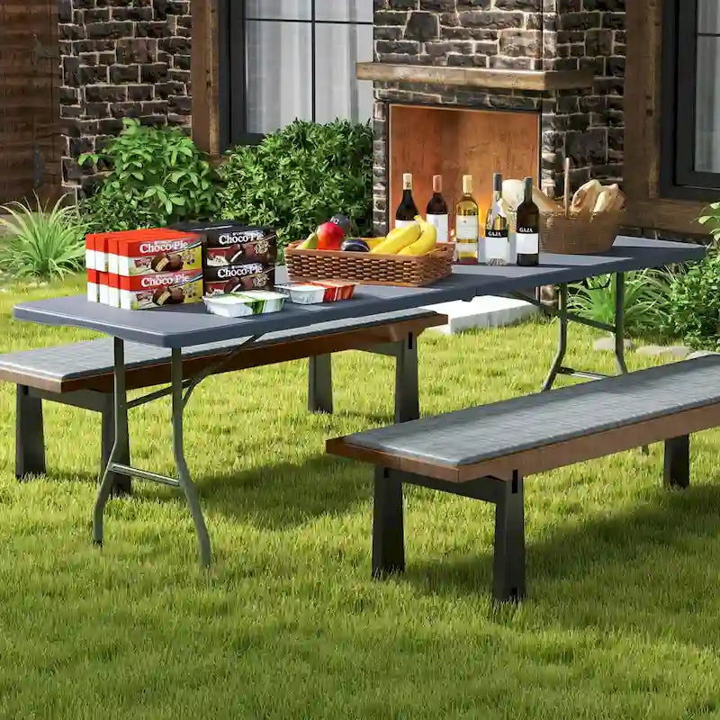 Costway 8 ft Portable Folding Table with HDPE Tabletop Safe Lock - See Details