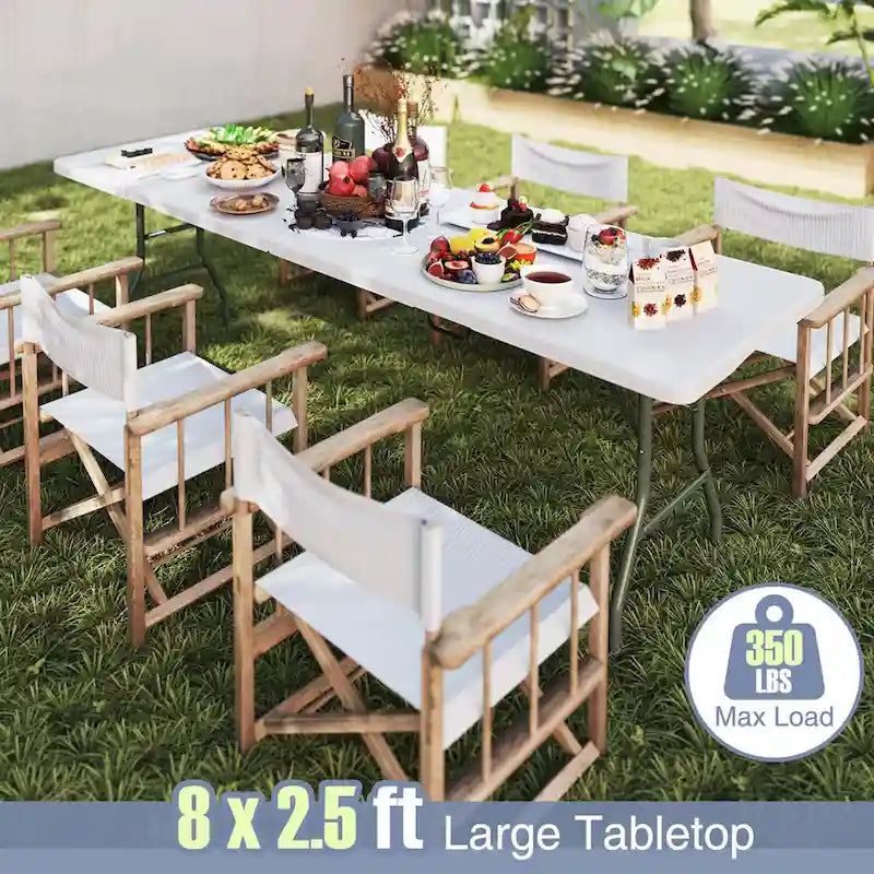 Costway 8 ft Portable Folding Table with HDPE Tabletop Safe Lock - See Details