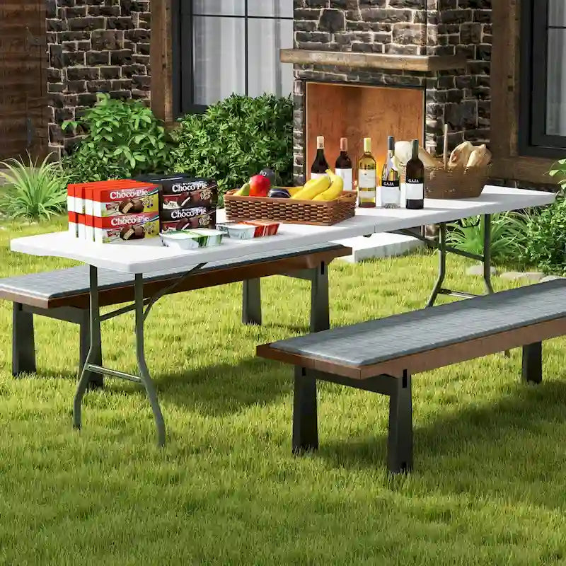Costway 8 ft Portable Folding Table with HDPE Tabletop Safe Lock - See Details