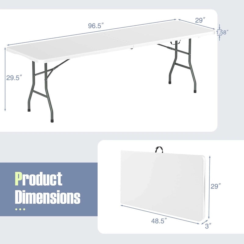 Costway 8 ft Portable Folding Table with HDPE Tabletop Safe Lock - See Details