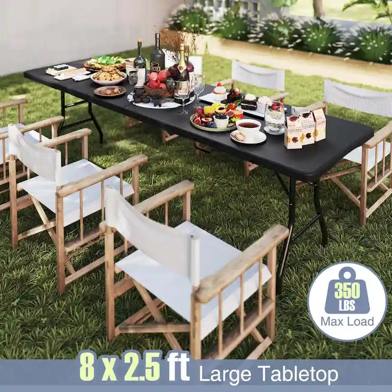 Costway 8 ft Portable Folding Table with HDPE Tabletop Safe Lock - See Details