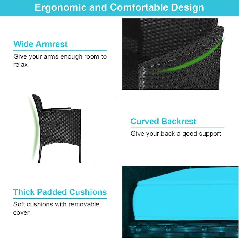 Costway Patio Rattan Conversation Set Seat Sofa Cushioned Loveseat - See Details