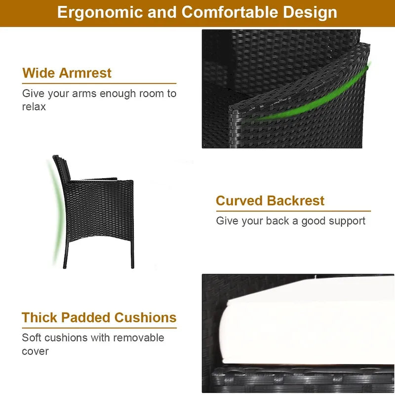Costway Patio Rattan Conversation Set Seat Sofa Cushioned Loveseat - See Details