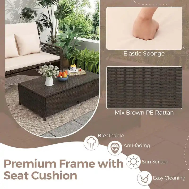 Costway Patio Rattan Daybed Wicker Loveseat Sofa with Multifunctional - See Details